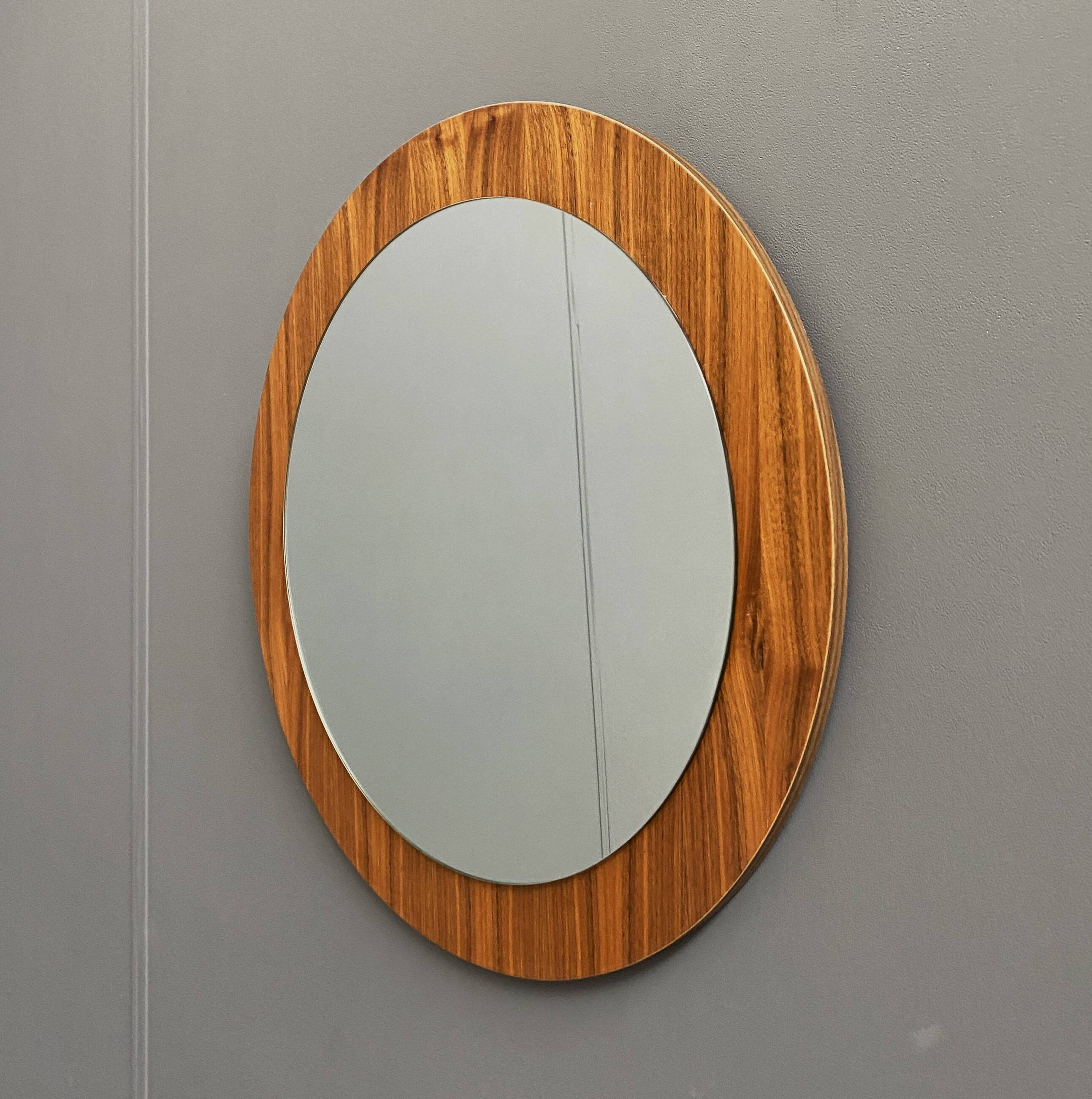 round wood mirror