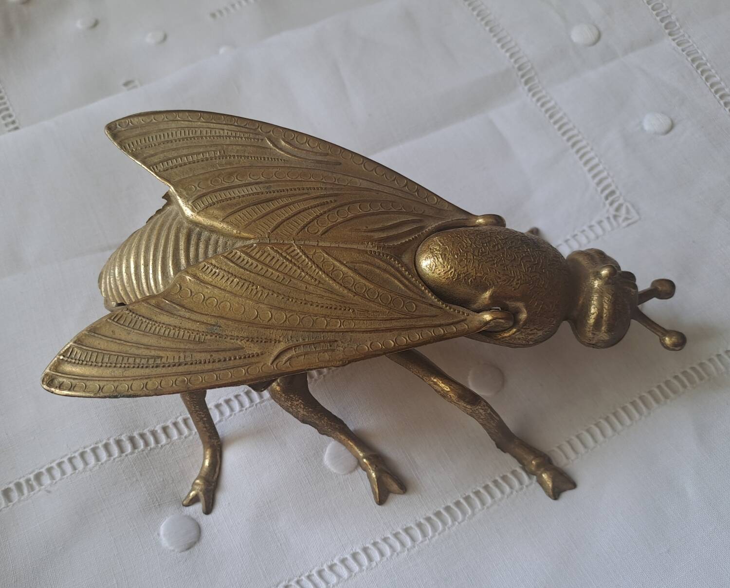 Large brass fly ashtray