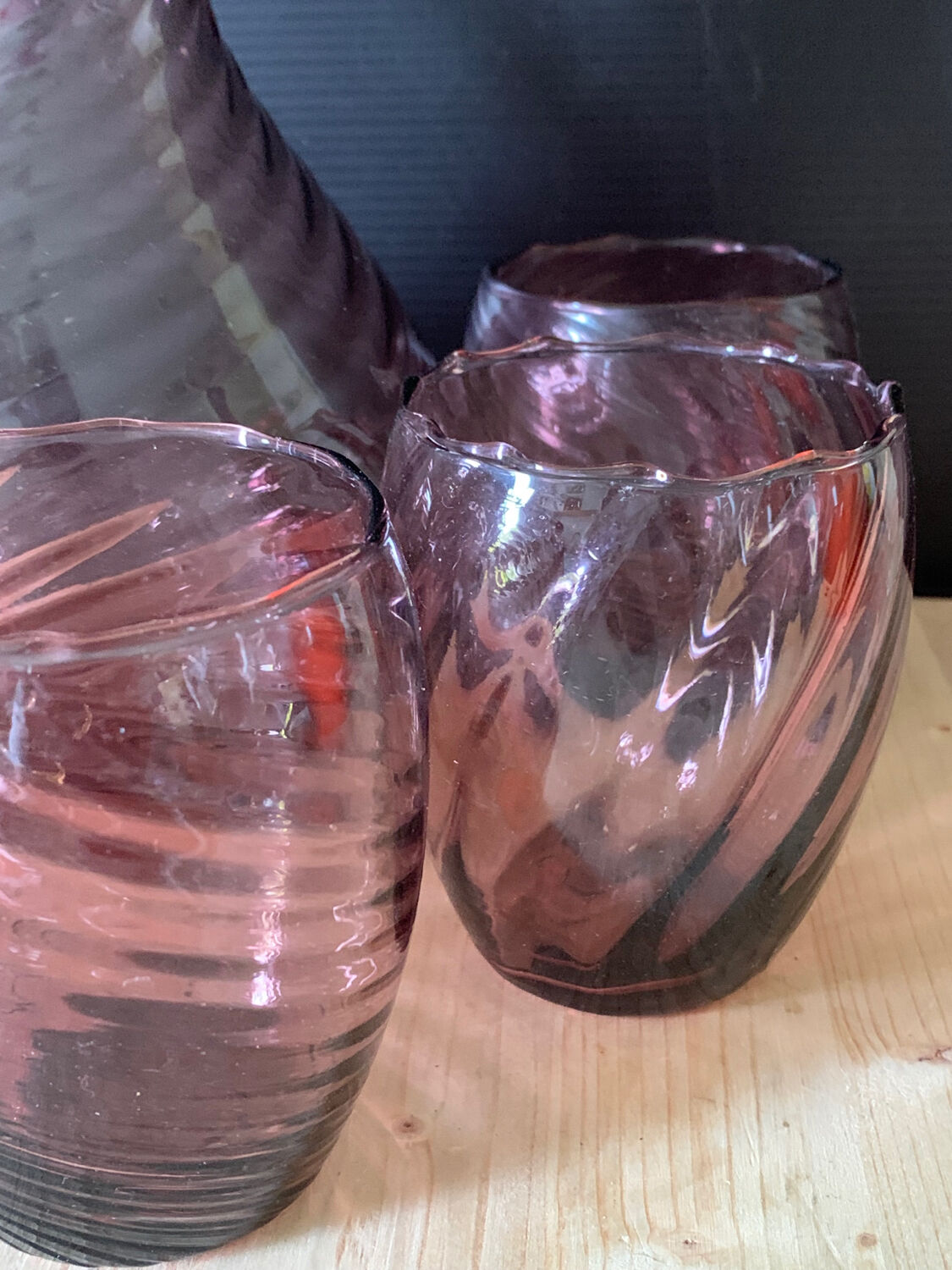 Purple blown glass orangade service