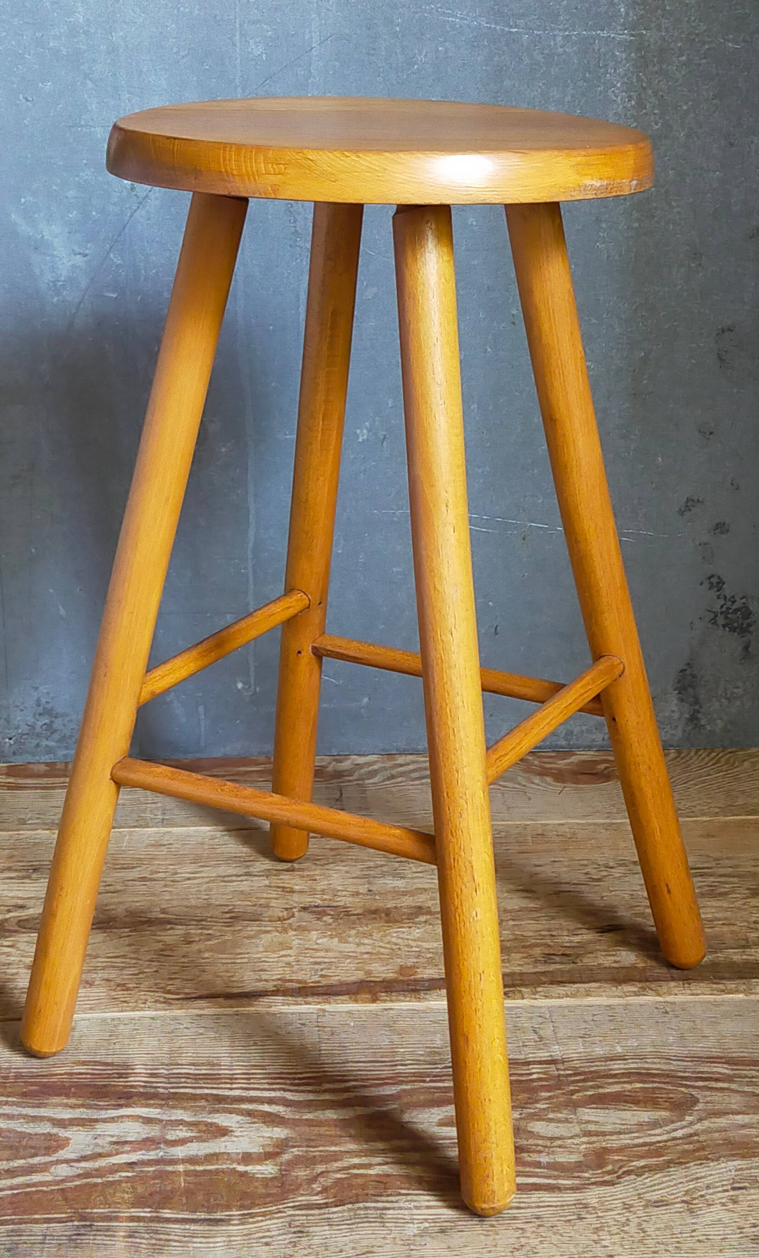 Vintage blond wooden stool