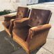 Pair of toad armchairs in old gold velvet