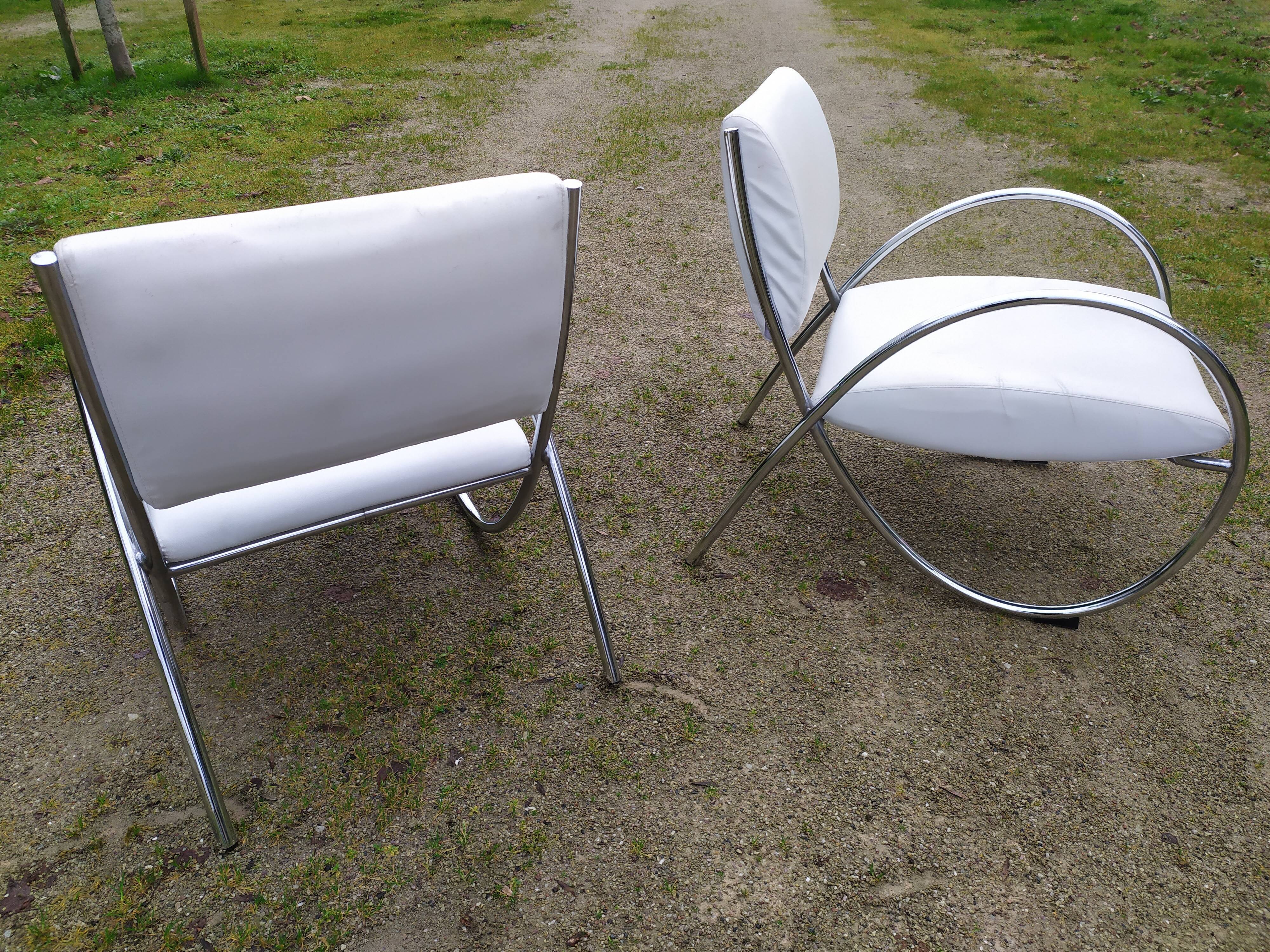 Pair of designer armchairs - 80s