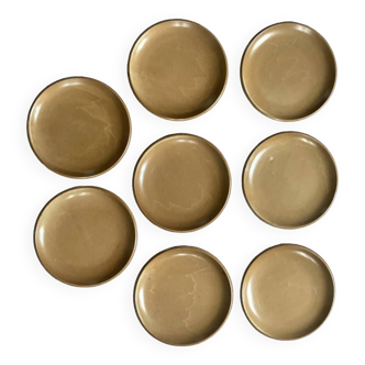 8 beige Berne stoneware plates wabi sabi