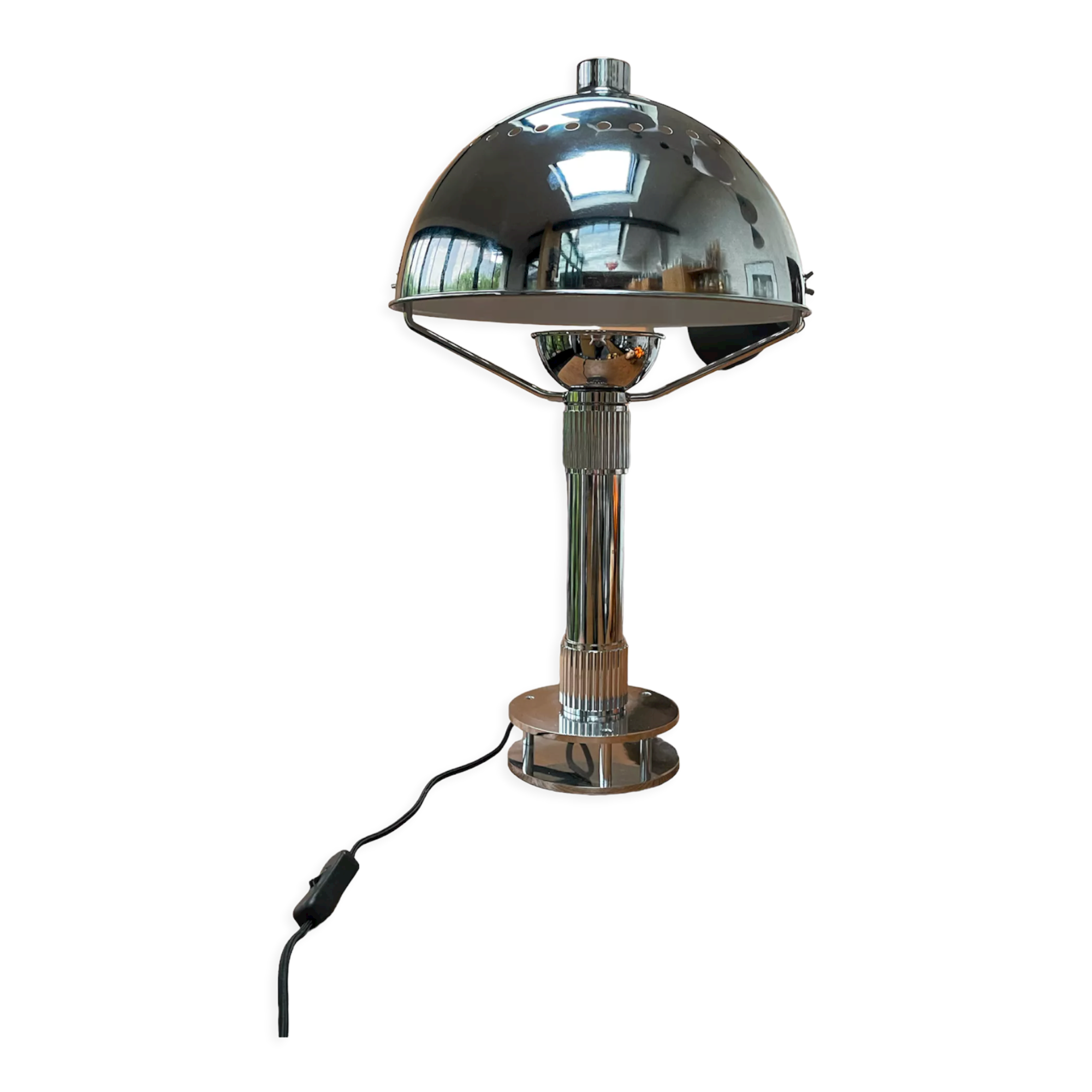 Chrome lamp signed by hand by its creator Marc Held