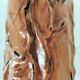Stoneware vase signed LM, organic style, 70s/90s