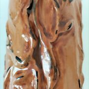 Stoneware vase signed LM, organic style, 70s/90s