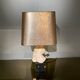 Vintage Neo Classic-style lamp in resin and golden lampshade