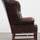 Dark Brown Cowhide  Leather Chesterfield Wingback Chair