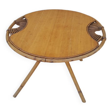 Table basse en rotin vintage