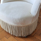 White fabric toad armchair
