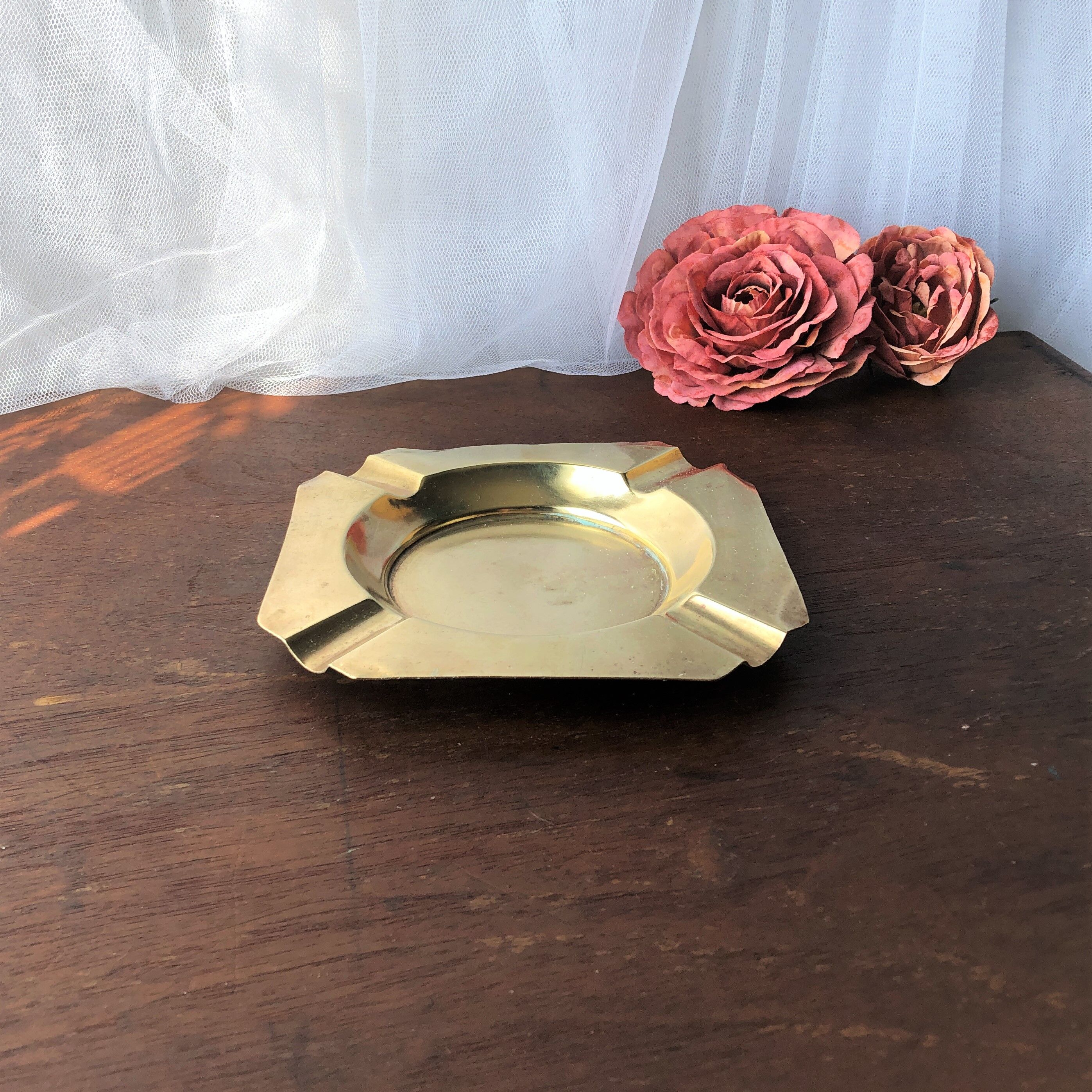 Cendrier laiton doré vintage