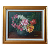 Canvas, flower painting and gold frame