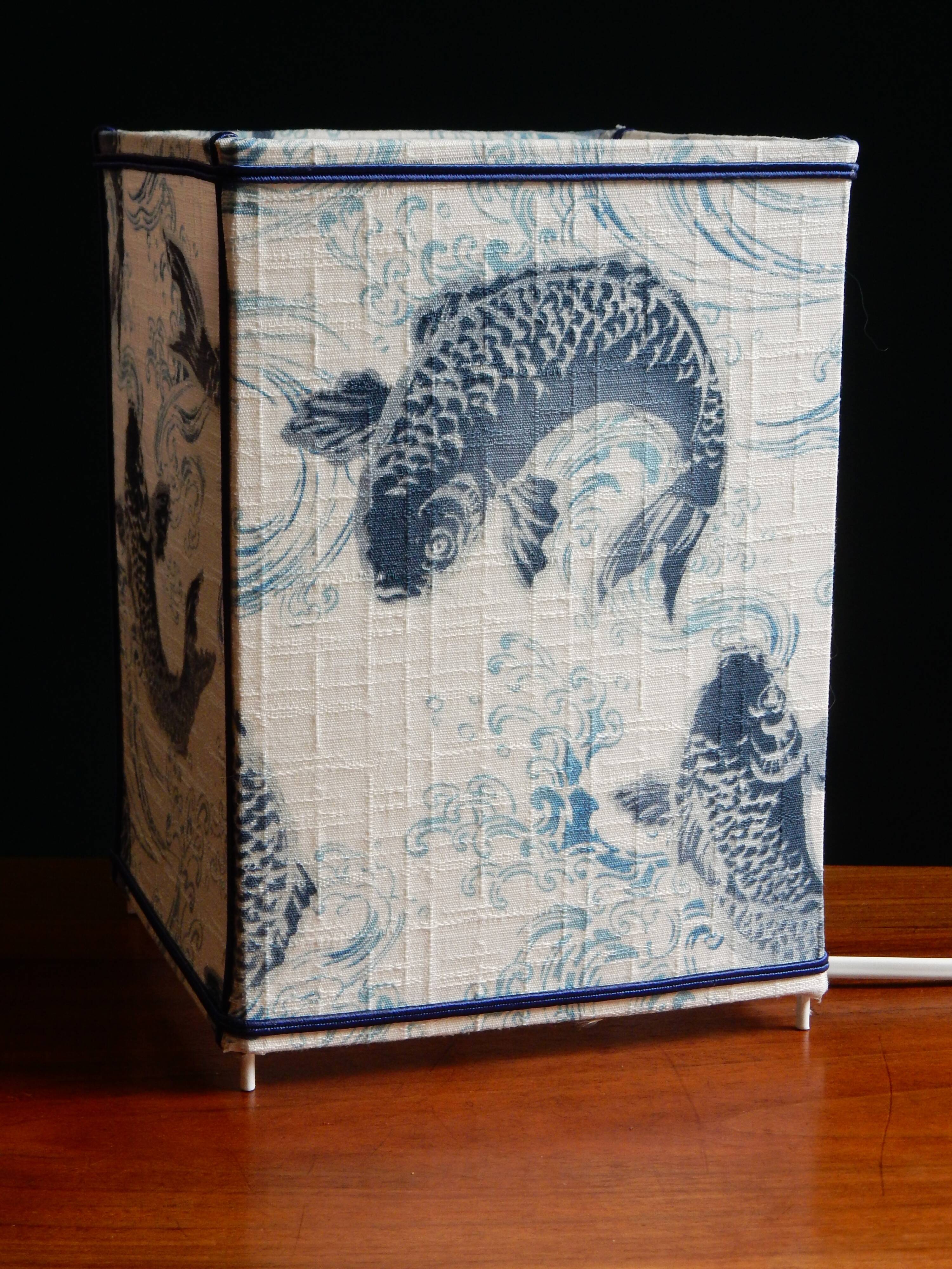 Lantern lamp in vintage Japanese fabric pattern carp koi