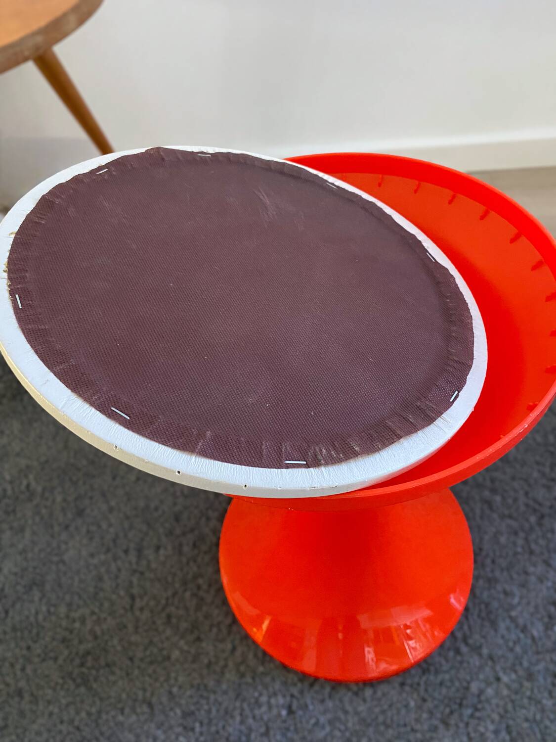 Tabouret tam tam rouge orange vintage
