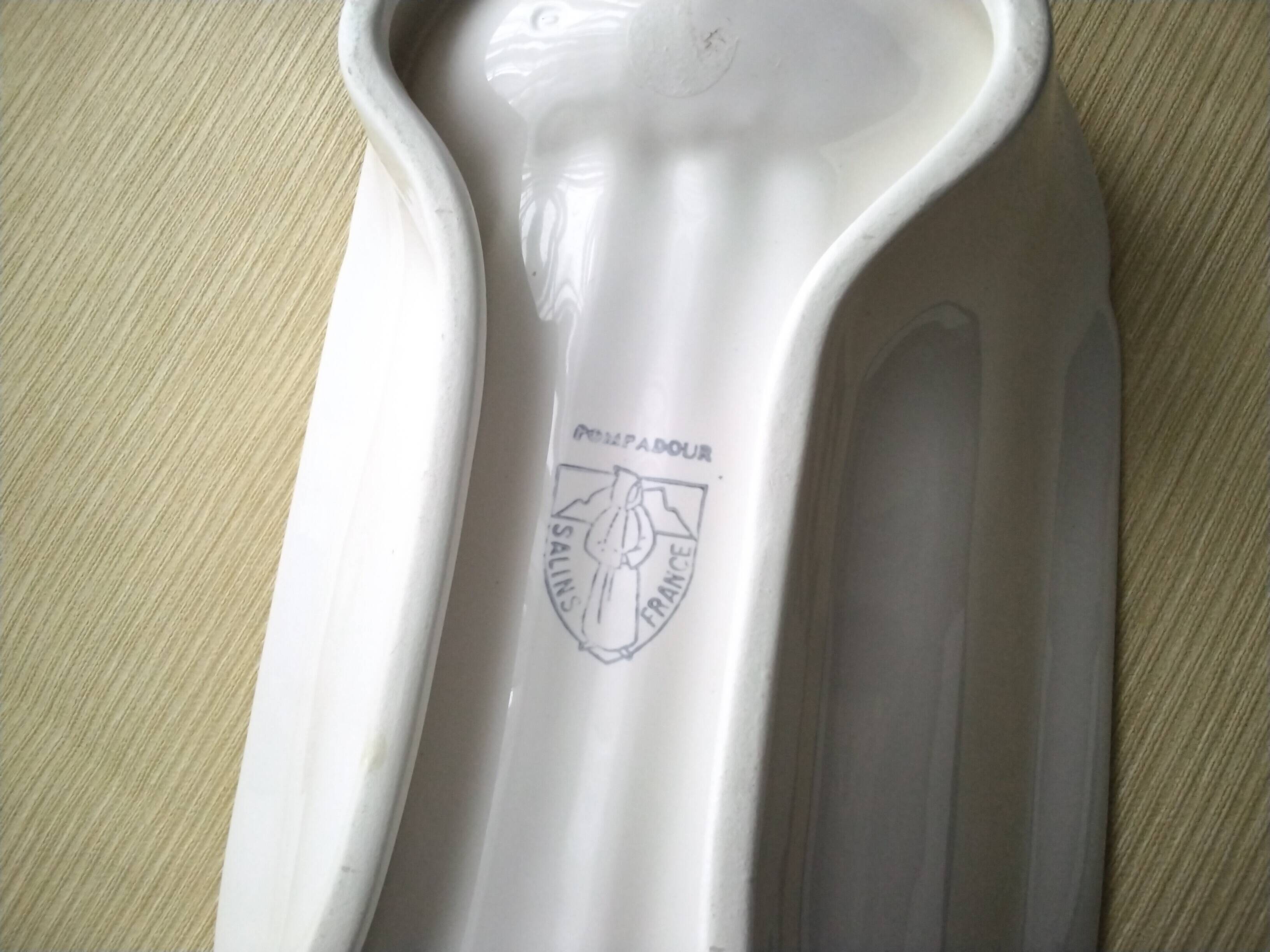 Asparagus serving dish, Salins earthenware, Pompadour pattern