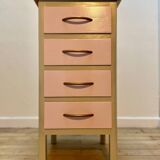 Beige and pale pink revamped 4-drawer bedside table