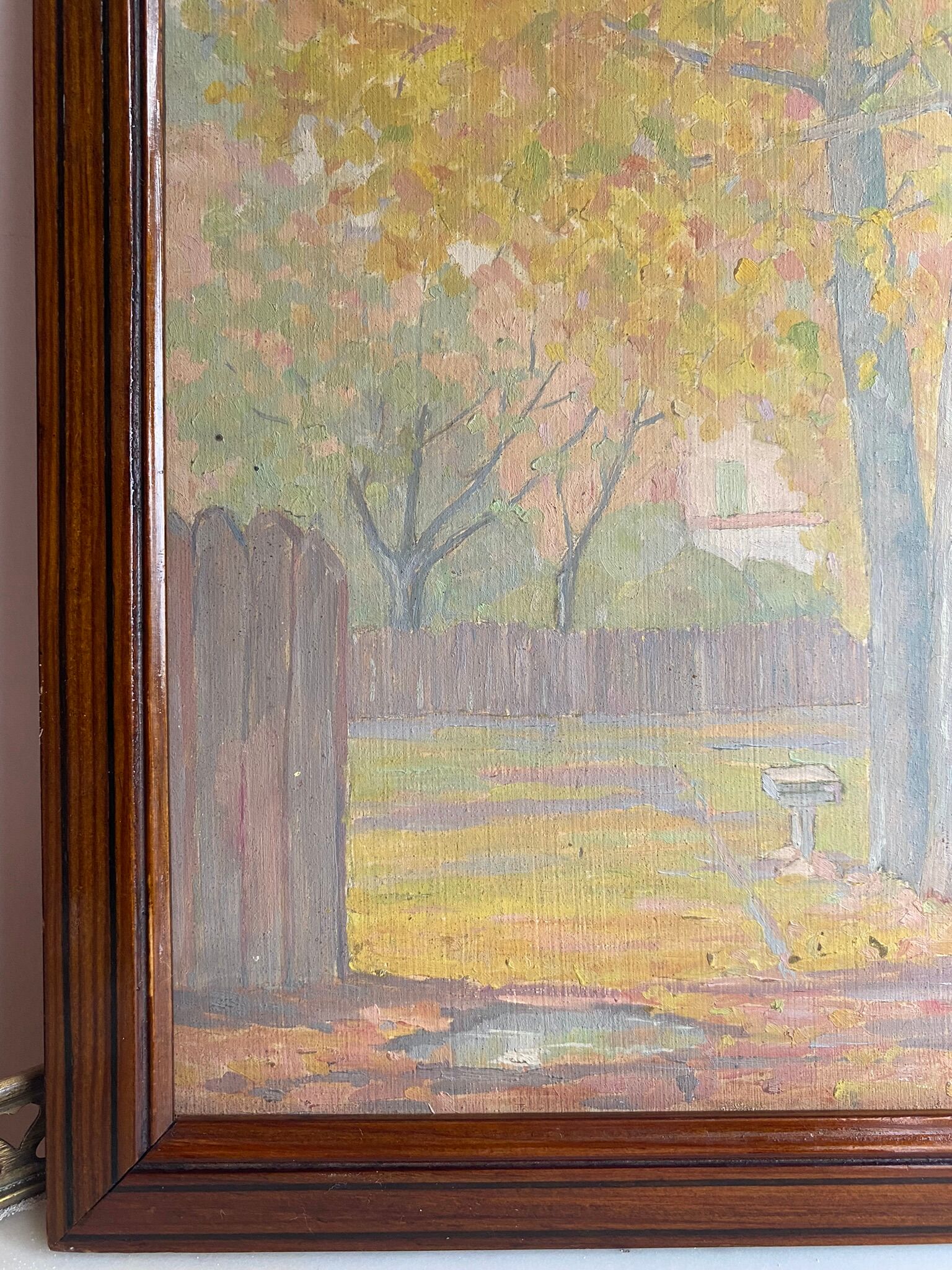 Painting, old, autumn landscape 1940s