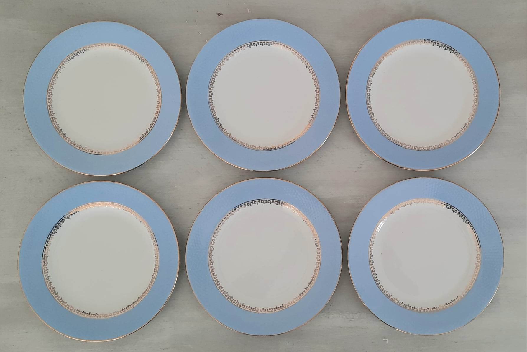 Flat Plates in Faience Café Gilbert by Moulin des Loups Vintage