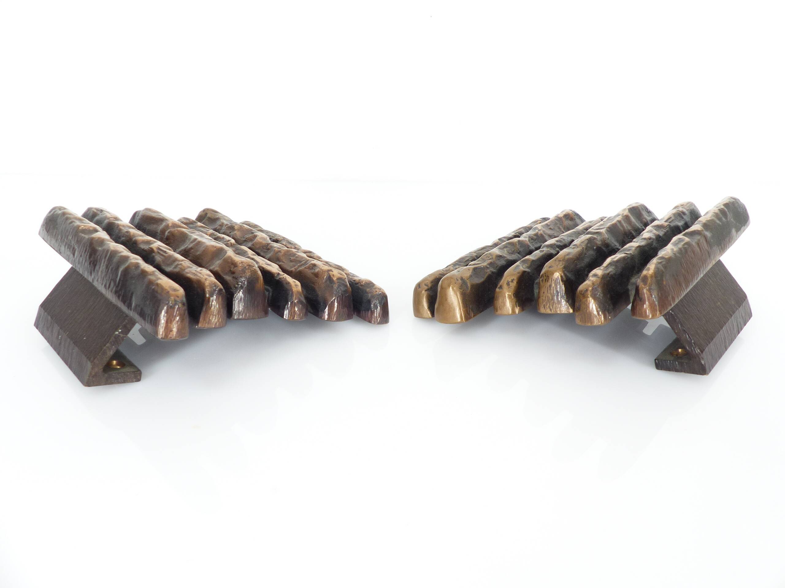 Brutalist bronze door handles, Alpan, Germany, circa 1970