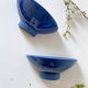 Pair wall lamps half moon faience blue