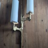 Pair of Arlus gilt bronze and opaline wall sconces