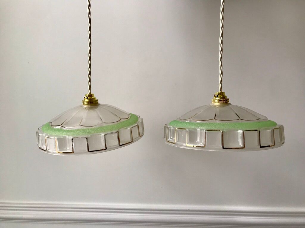 3 green granite glass suspensions 50-60s