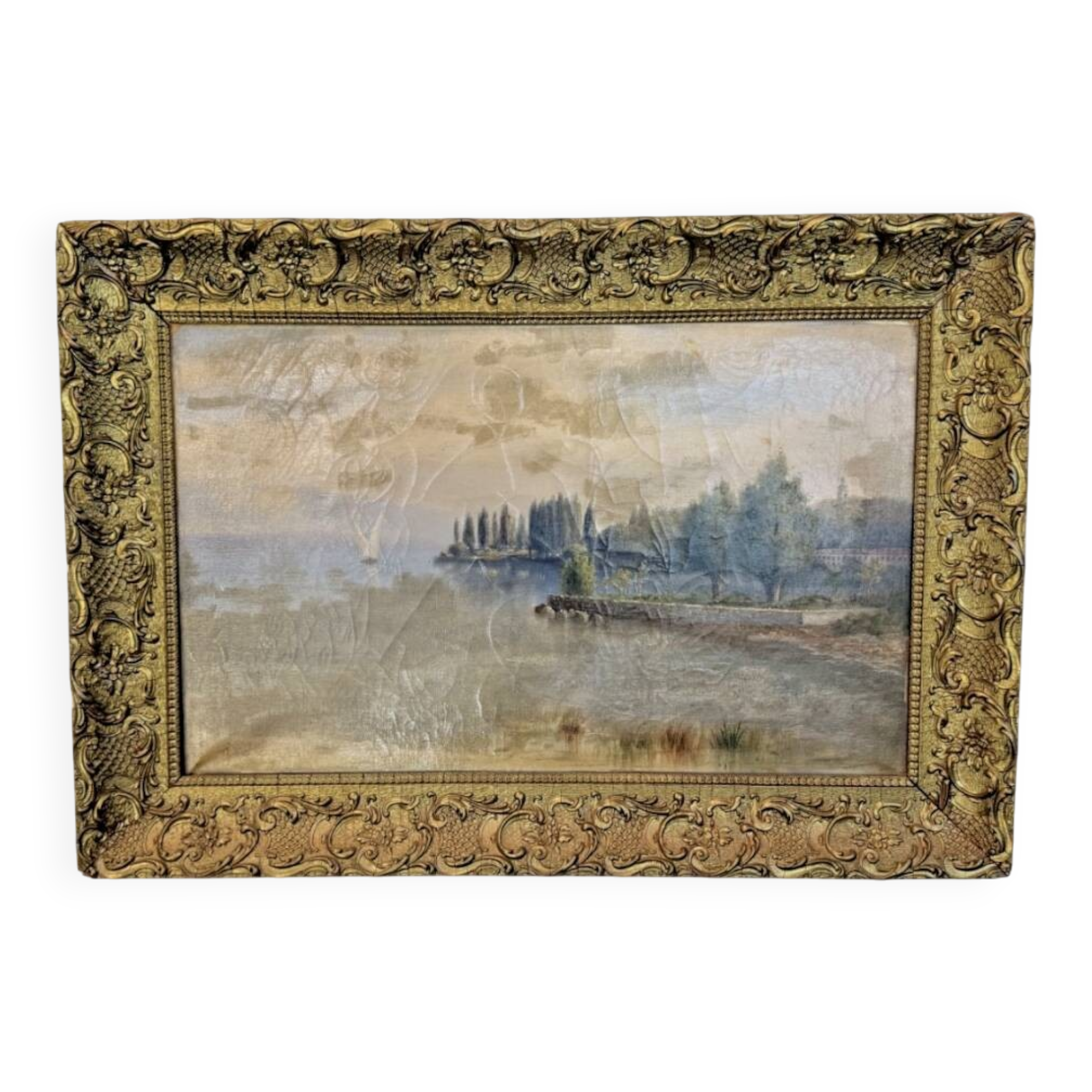 Oil on canvas – Lake Geneva, signed Thorimbert