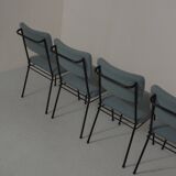 Set of 4 chairs from the 1950s in sky blue fabric