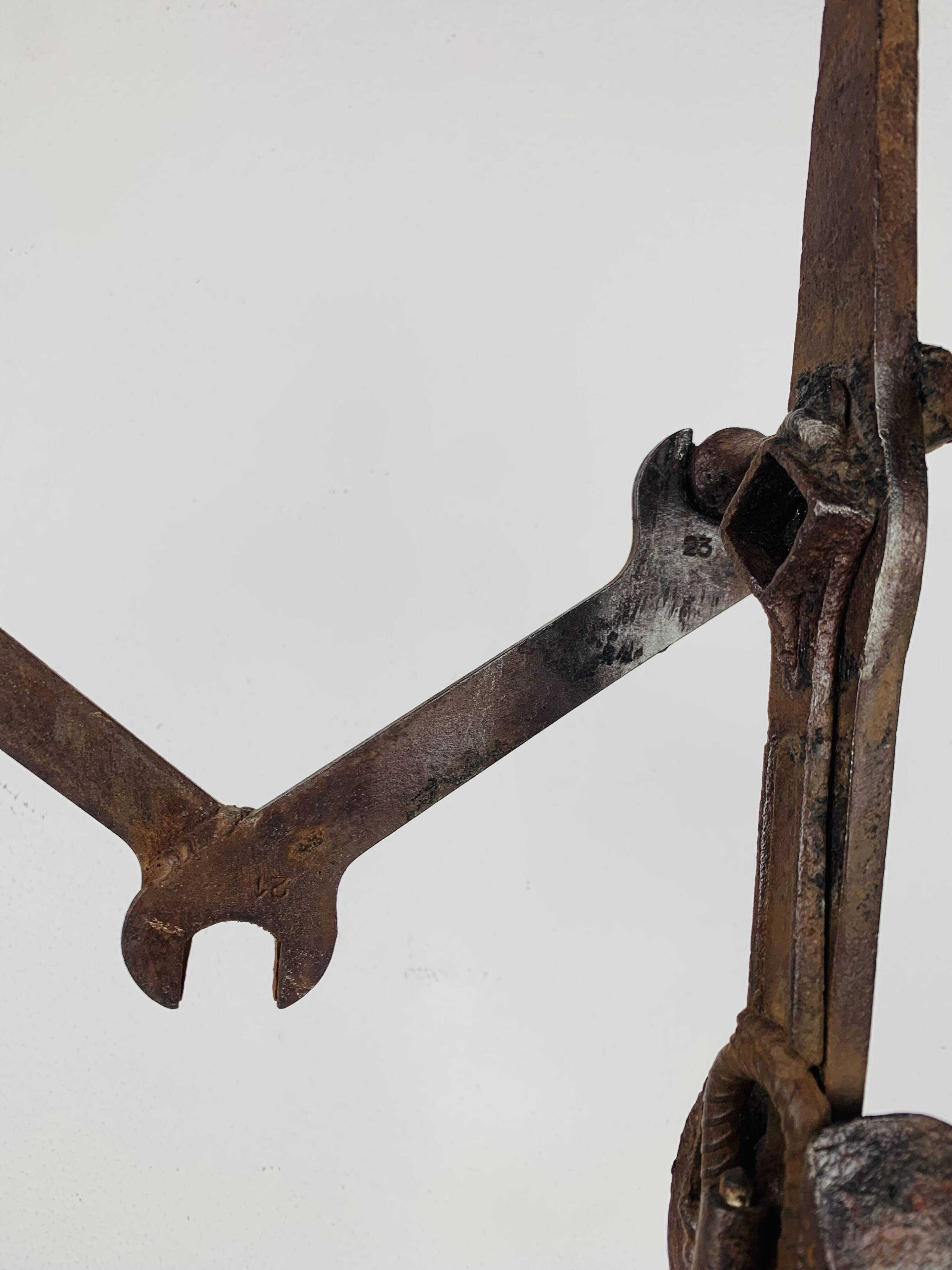Brutalist sculpture in wrought iron, folk art