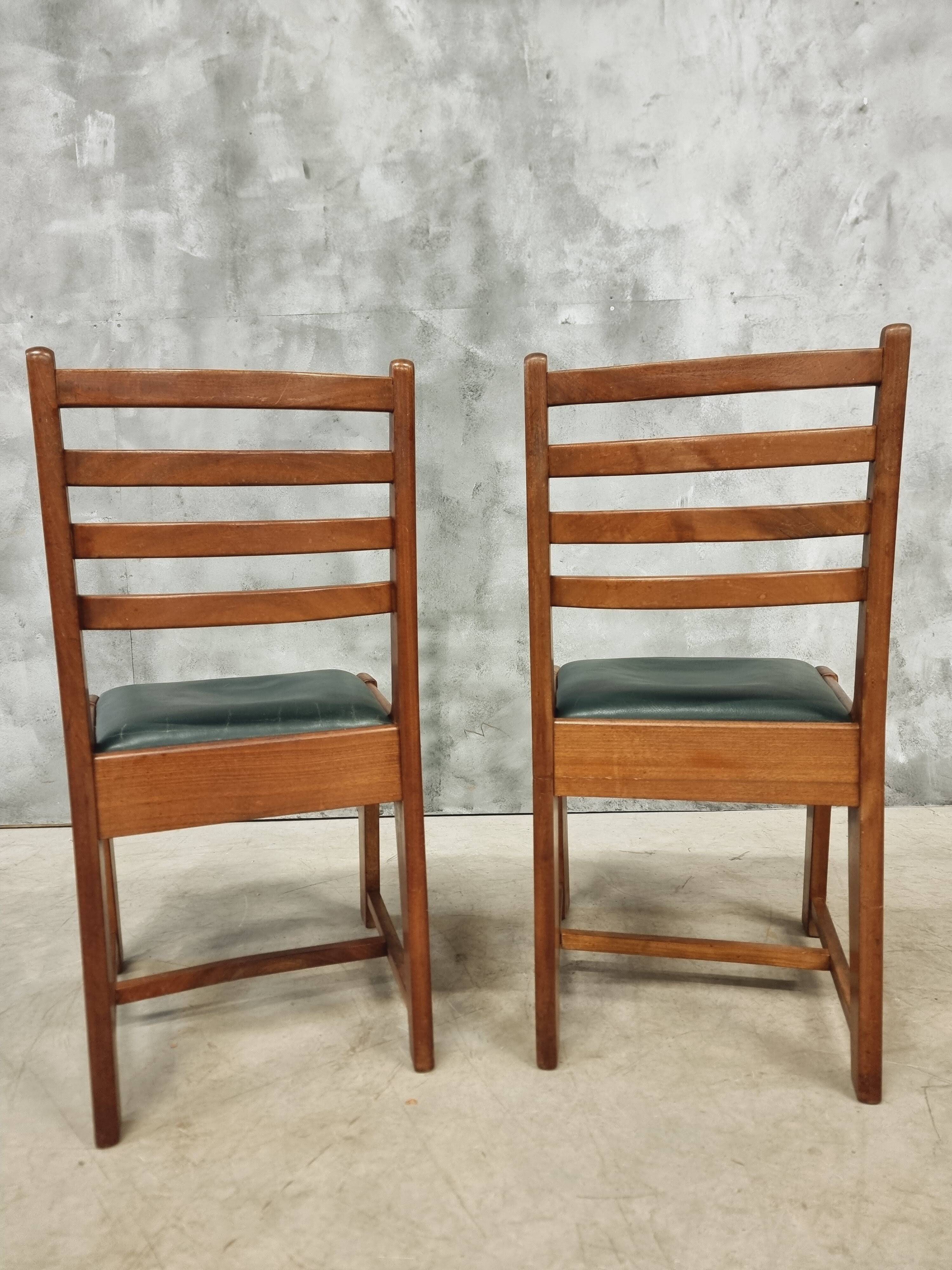 Two Bas van Pelt designer dining chairs in walnut, 1930s
