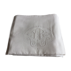 Old linen sheet embroidered with ecru-beige colors with monogram