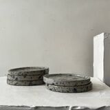 Set of 5 dessert plates in ceramic (workshop pyritic stoneware) circa 1970.