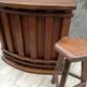 Bar and 2 brutalist stools in massive elm circa 1960