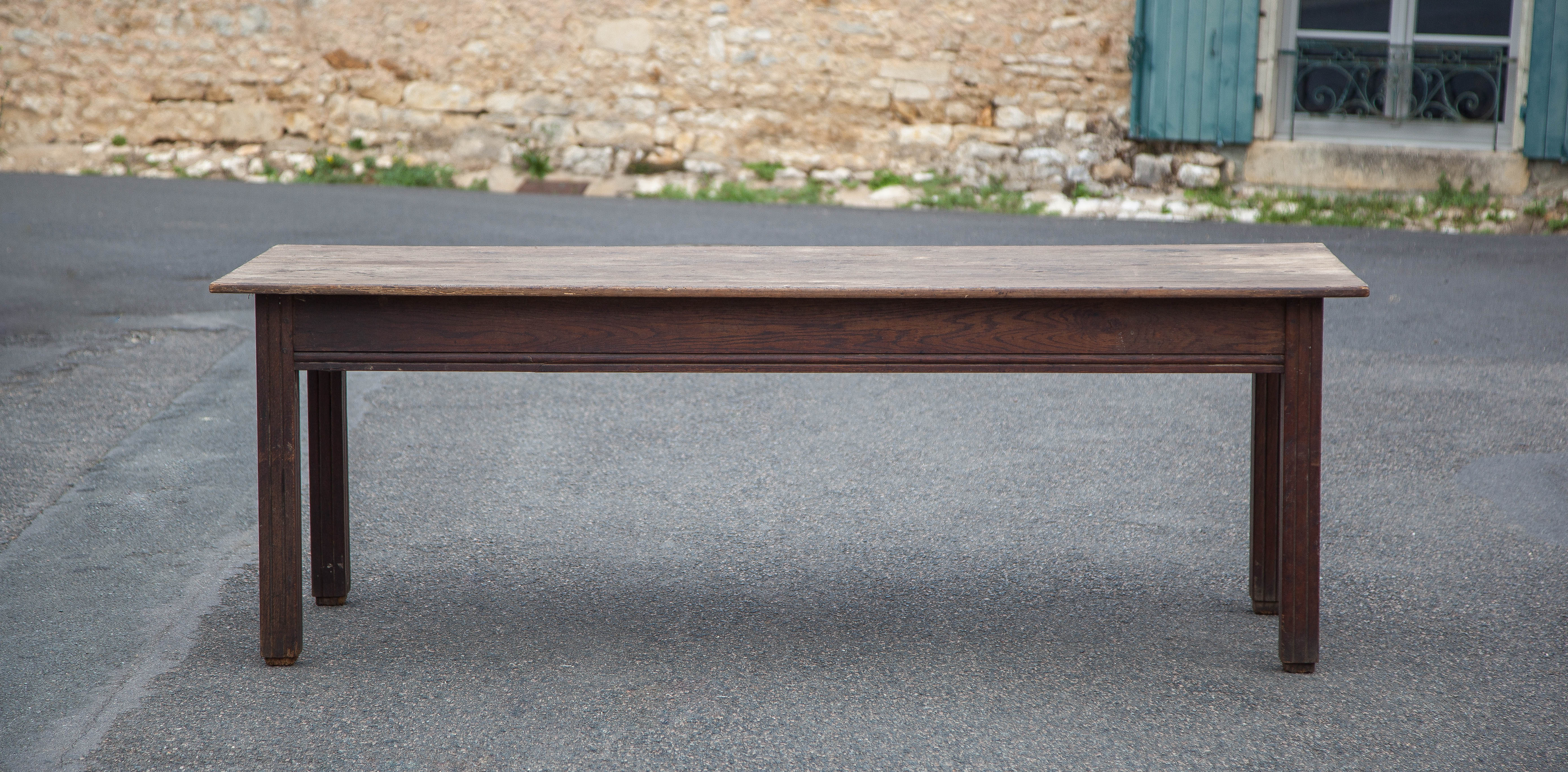 Antique farmhouse table, antique wood dining table, large table with 1 drawer