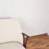 Mid-Century Norwegian Teak & Boucle Sofa, 1960s.