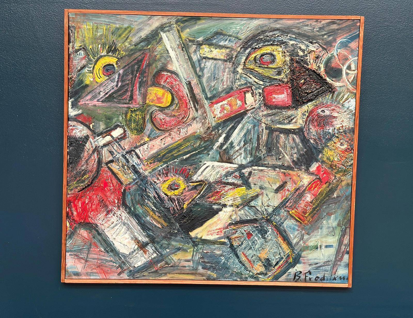 Original Swedish Oil On Canvas – “Composition” By Bengt Fredriksson