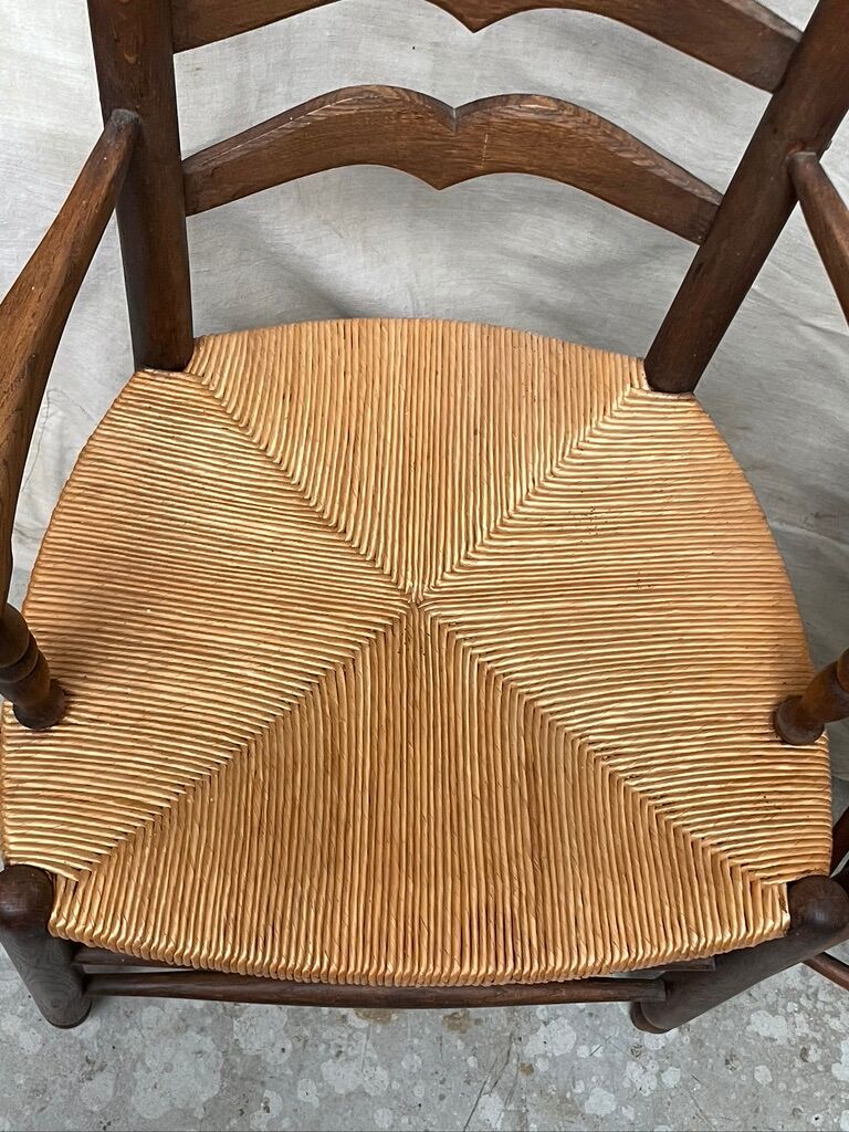 Pair of straw armchairs
