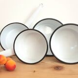 Series of 4 vintage enamelled casserolles