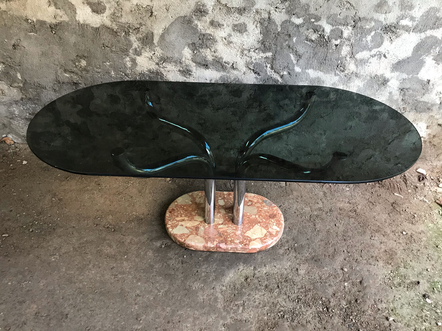 Smoked glass and marble table