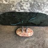 Smoked glass and marble table