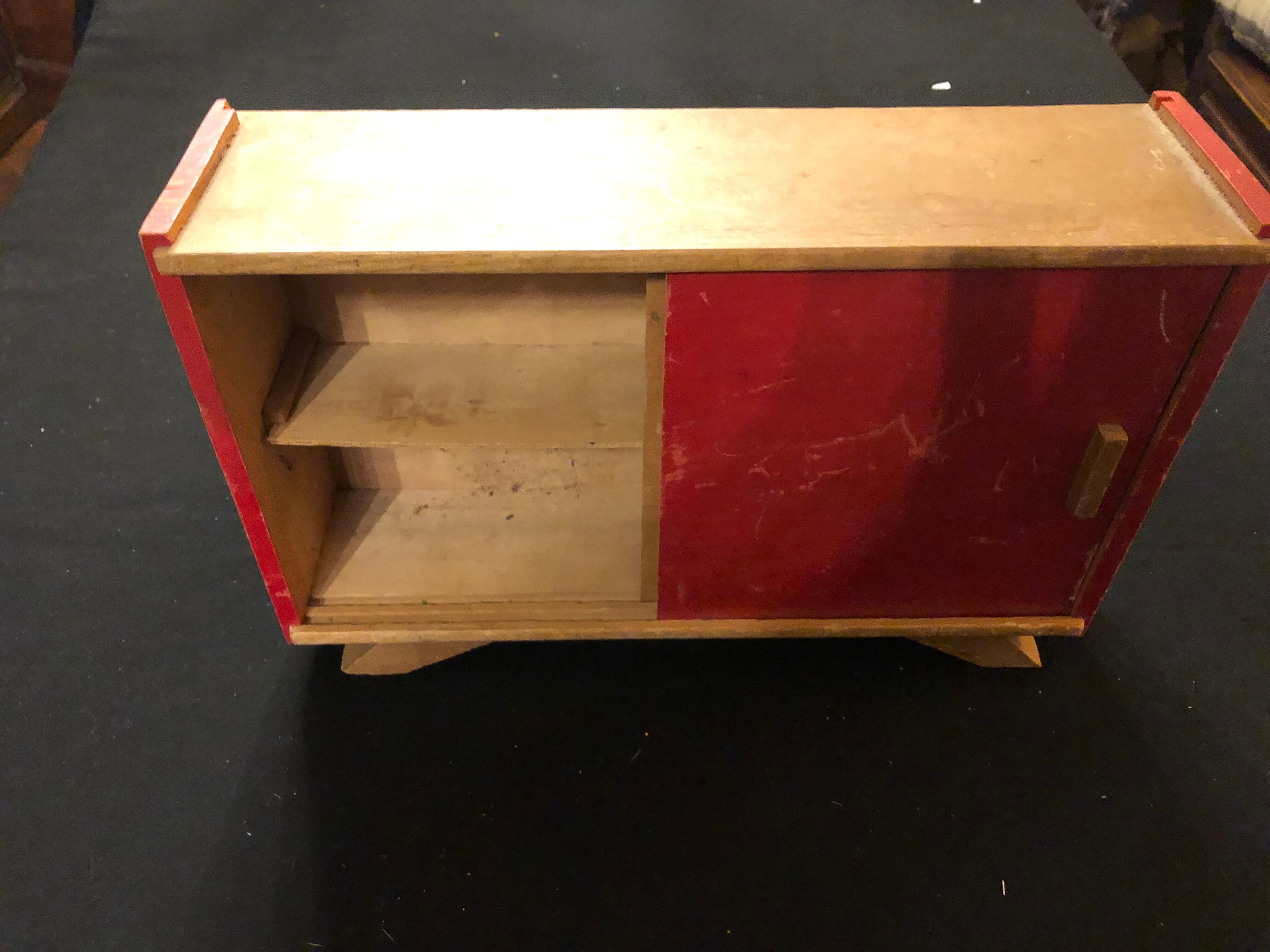 Vintage wooden doll cabinet