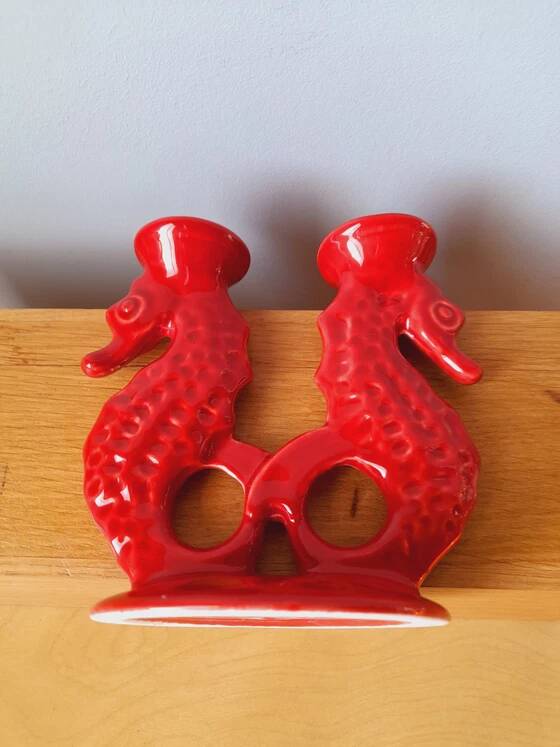 Ceramic seahorse candlestick by Bitossi