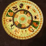 Assiette en bronze cloisonné années 30. Signes du zodiaque.
