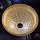 Carl Fagerlund, modern Swedish pendant in brass and beautiful Orrefors glass.