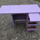 Vintage oak desk with 4 drawers painted in purple.