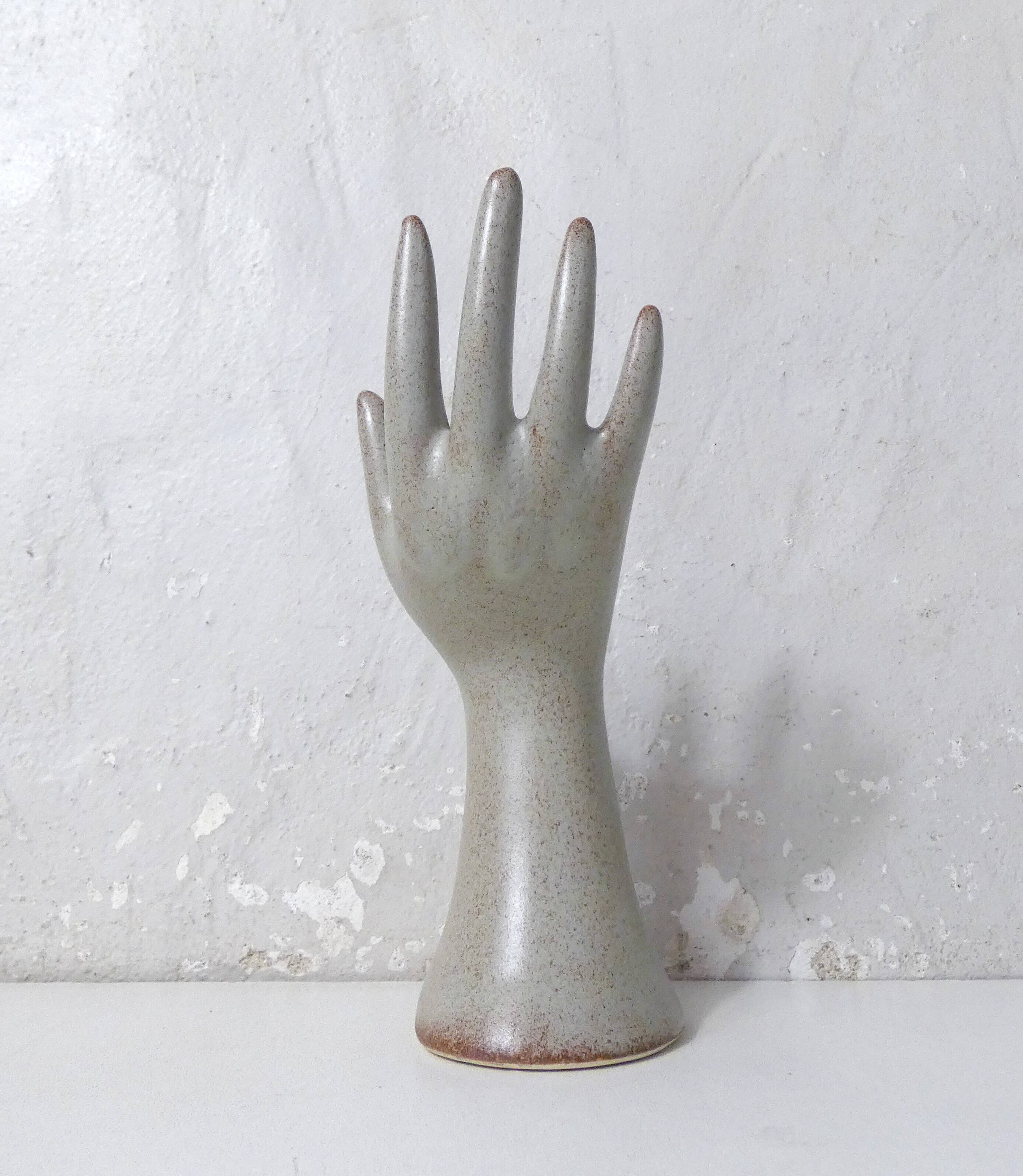 Vintage stoneware hand ring holder soliflore jewelry holder