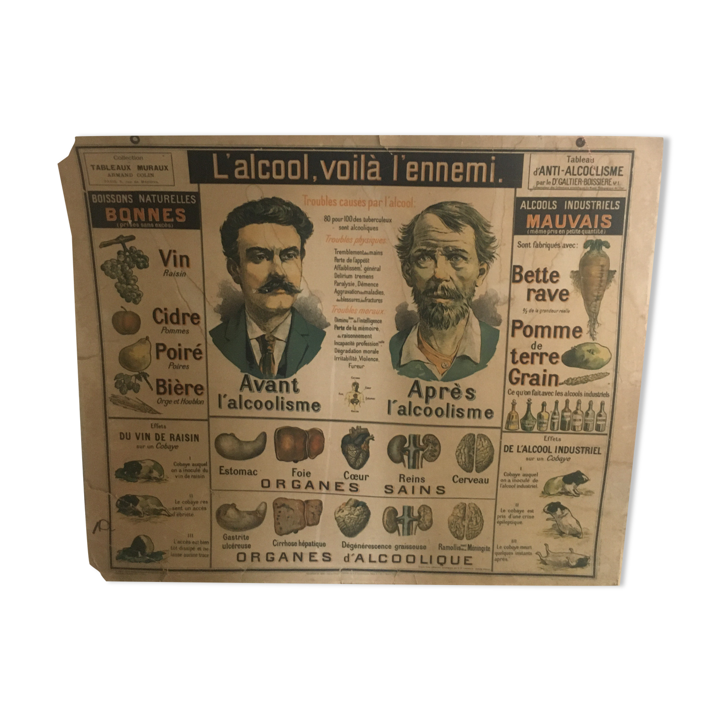 Educational panel "Alcohol is the enemy" 1910