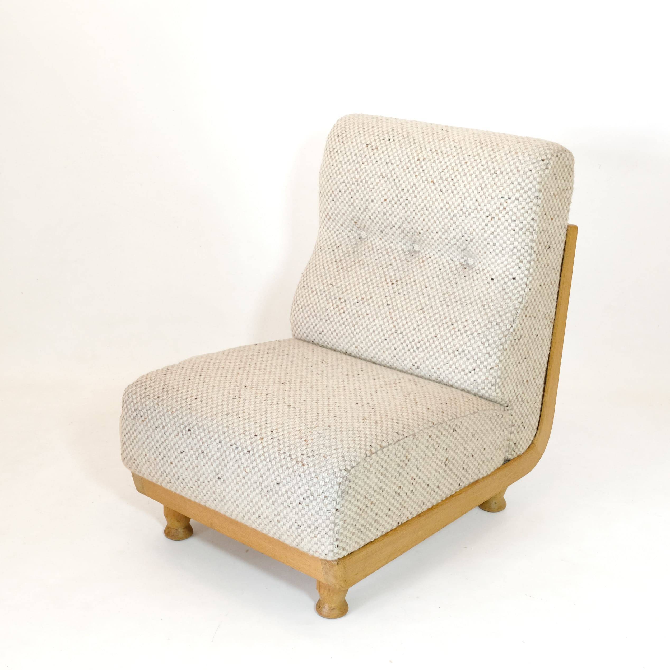 Robert Guillerme & Jacques Chambron, armchair upholstered in beige fabric.