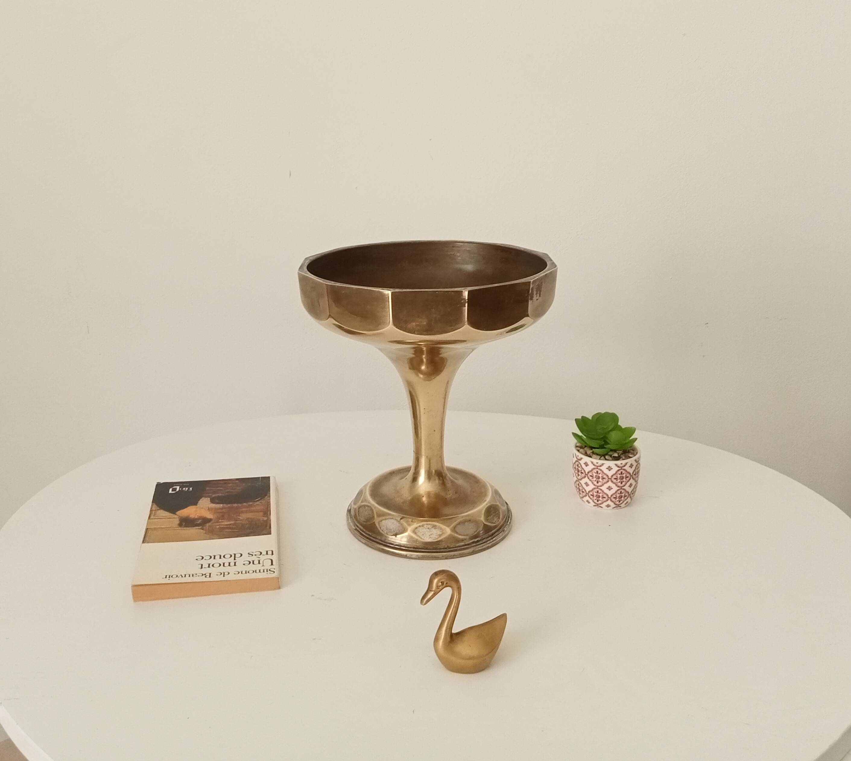 Antique art deco footed cup in gilded brass