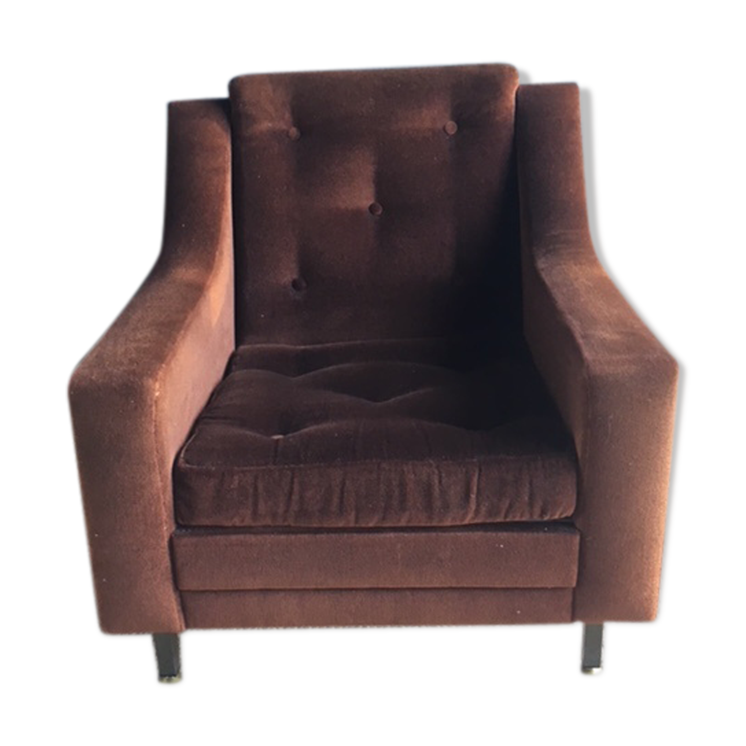 Tobacco velvet armchair